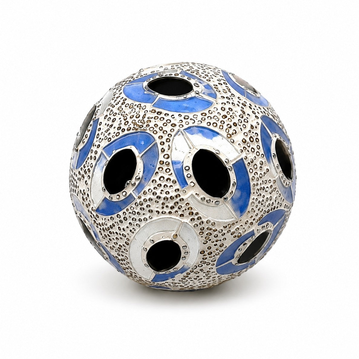 Petite Boule Mosaïque Bleue et Blanche Décorative