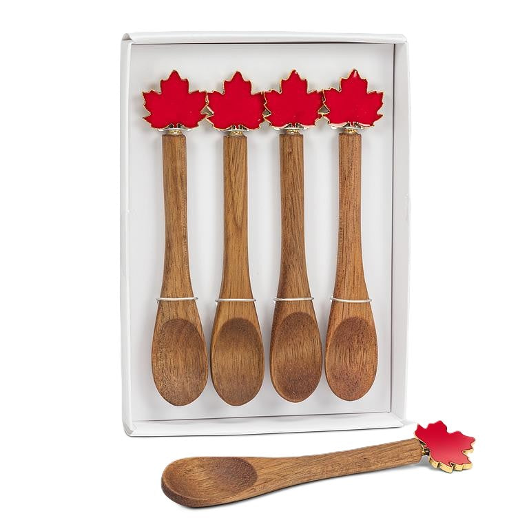 Cuillères feuille d’érable. Ensemble de 4  4.5"L