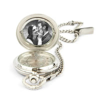 Montre de poche mécanique argentée avec photo et chaîne - vide