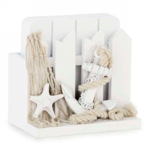 Sous–Verre Avec Support Décoratif À Thème Nautique, Blanc