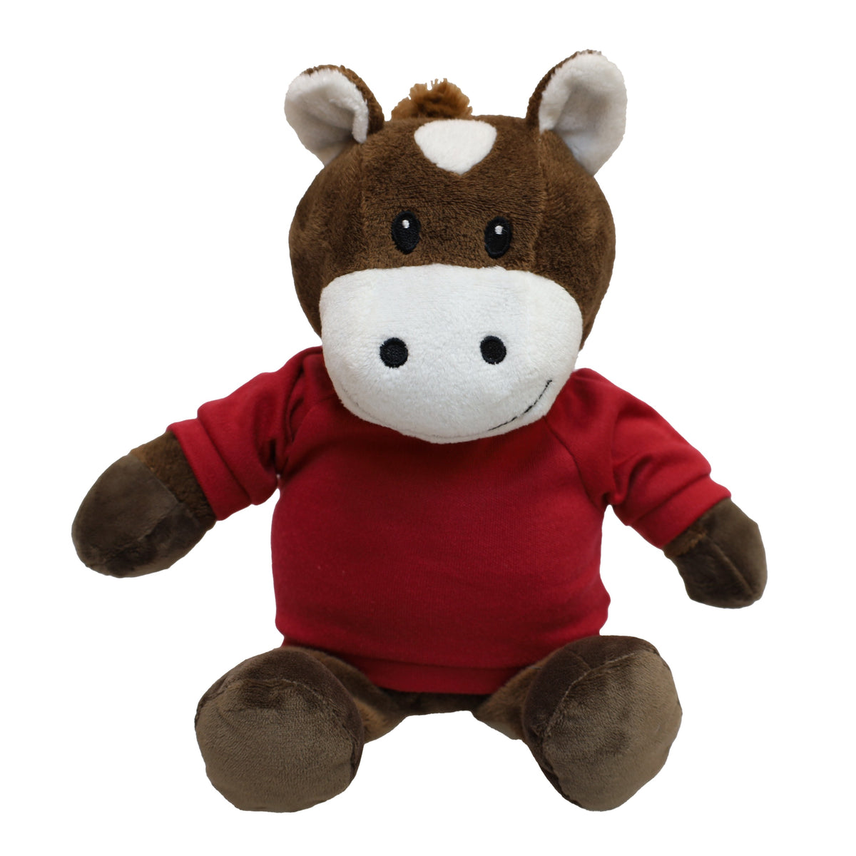 87006 - horse cuddle pal in maroon shirt
