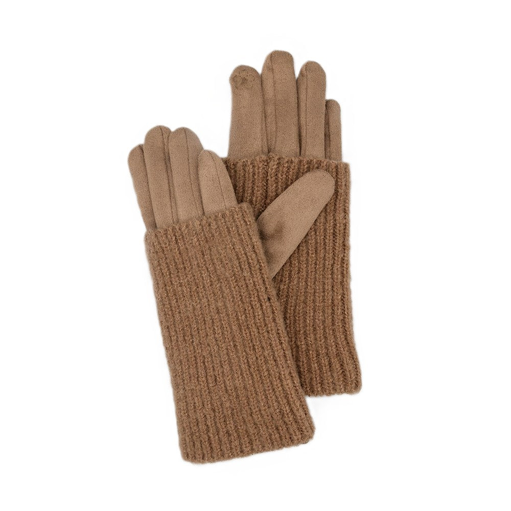 Gants avec chauffe-poignets côtelés – Crème (Copy)