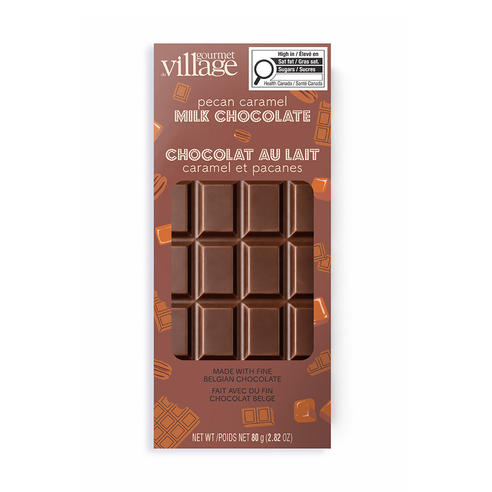 Tablette de chocolat au lait caramel et pacanes