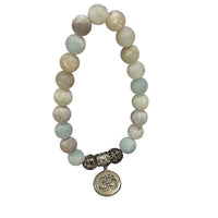 Bracelet Perles en Larimar avec Charm OM