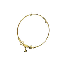Braclet Bangle "Pyrite" with Flower and Ball hanging