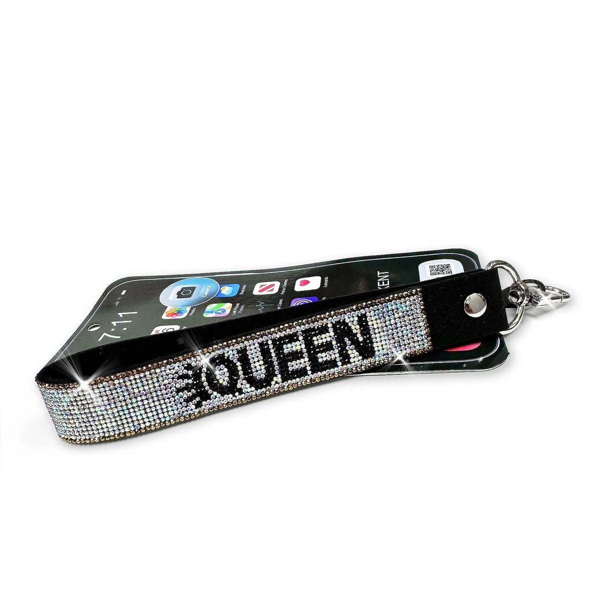 Dragonne de téléphone Queen argentée et dorée