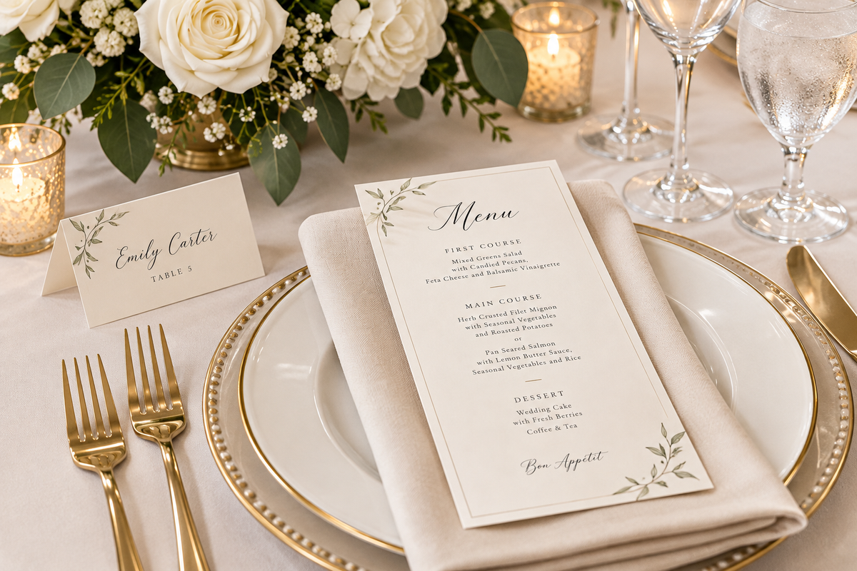 Menus de mariage personnalisés