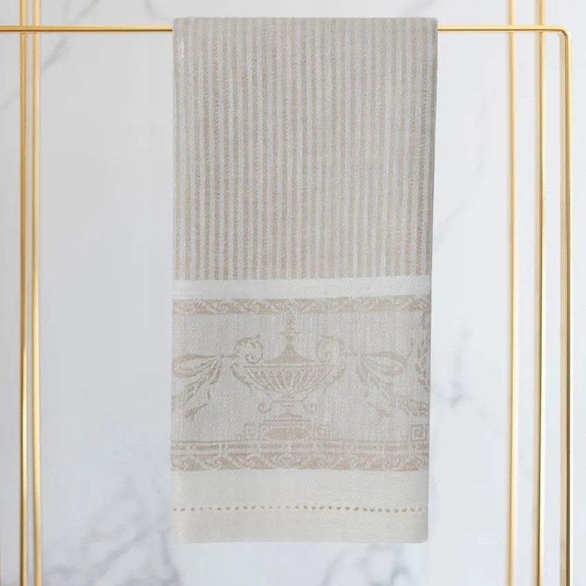 Verona Guest Towels Beige with White Stripes 18x24
