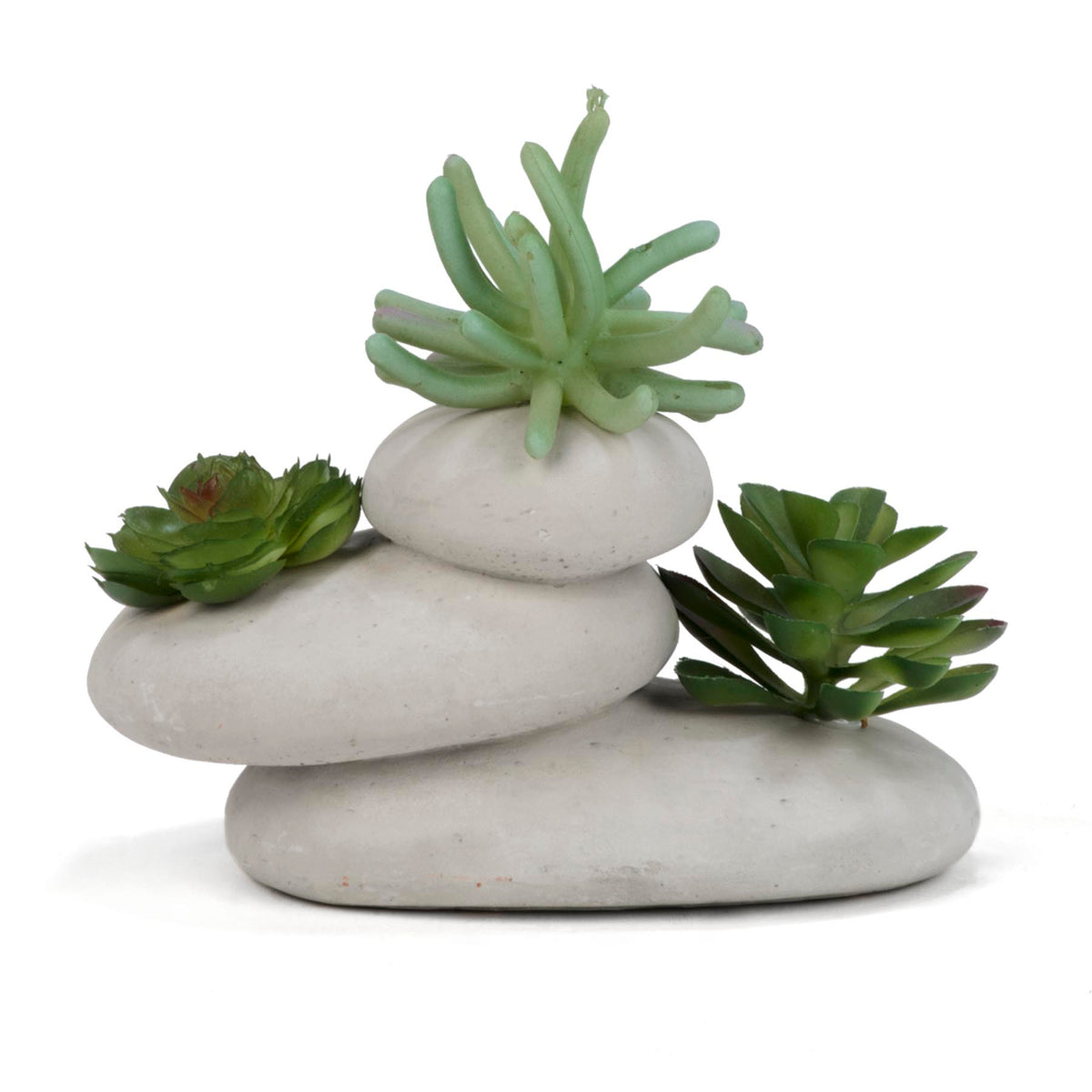 Plante triple Pierres Rondes Superposées avec Plantes Décorative