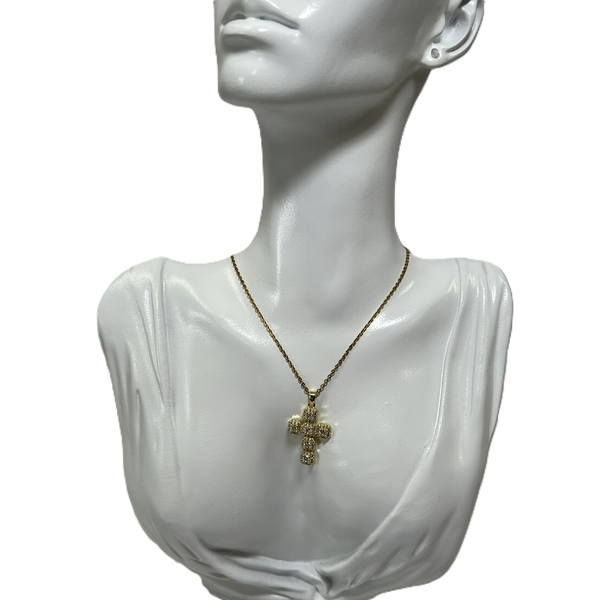 Chaîne plaqué or avec pendentif Croix Calita avec zircone – Belle par elle barré