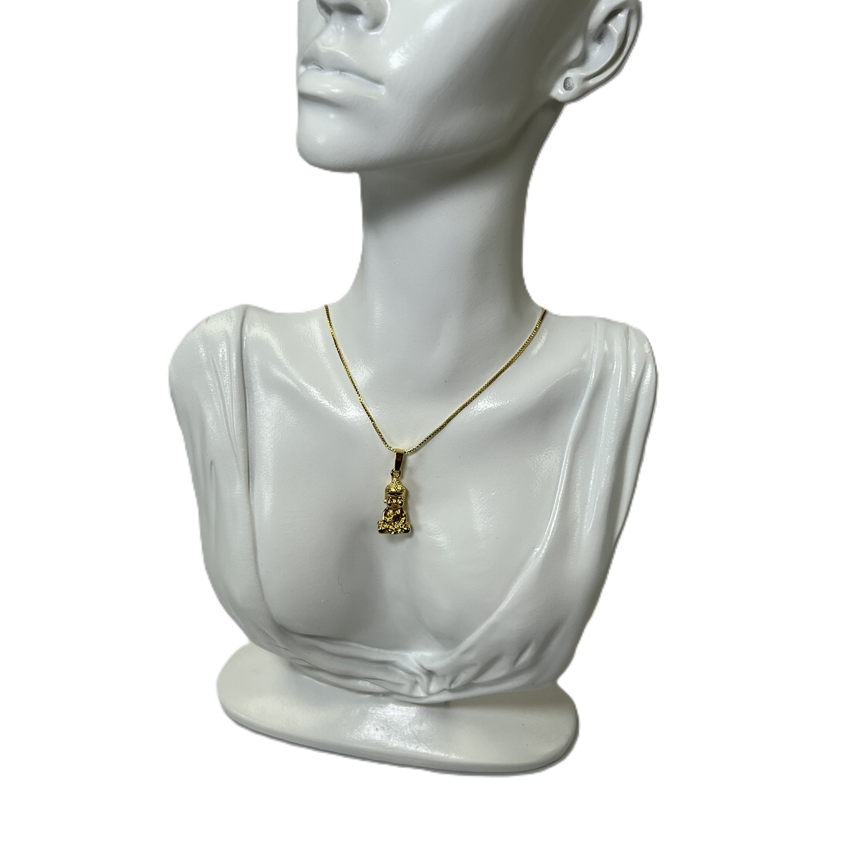 Chaîne et Pendentif Bouddha Plaque Or en Pyrite