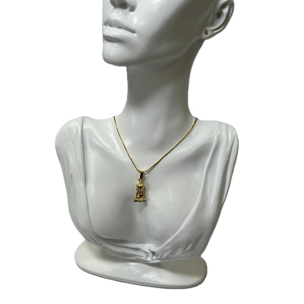 Chaîne et Pendentif Bouddha Plaque Or en Pyrite