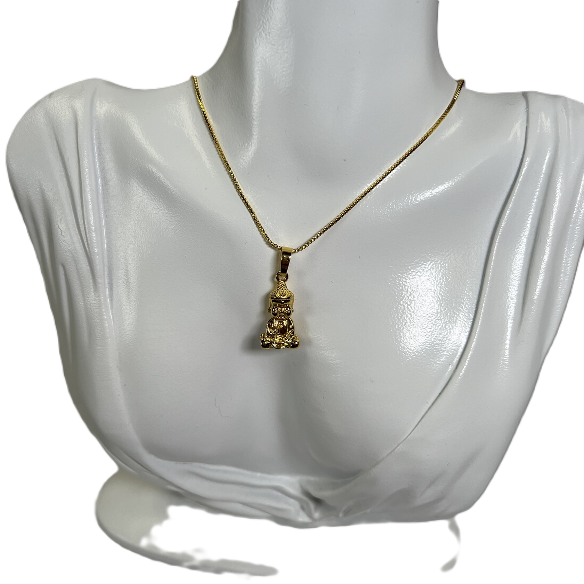 Chaîne et Pendentif Bouddha Plaque Or en Pyrite