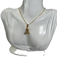 Chaîne et Pendentif Bouddha Plaque Or en Pyrite