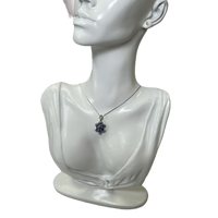 Chaîne en Argent 925 avec Pendentif avec Fleur en Tanzanite et Zircones