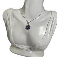 Chaîne en Argent 925 avec Pendentif avec Fleur en Tanzanite et Zircones