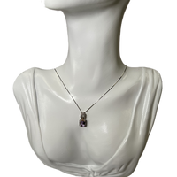 925 Sterling Silver Chain with Rectangular Amethyst and Zircon Pendant