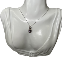925 Sterling Silver Chain with Rectangular Amethyst and Zircon Pendant