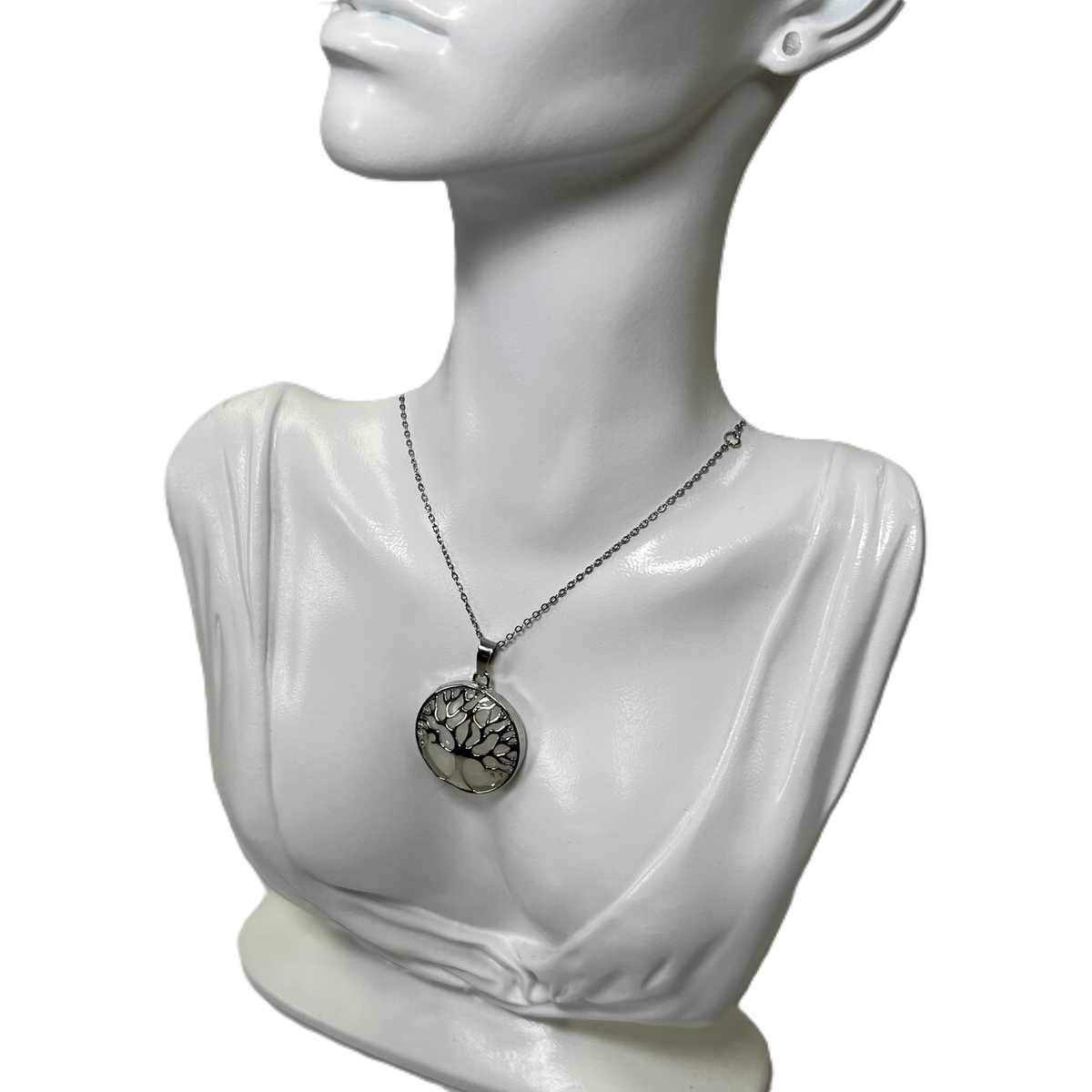 Pendant Silver Tree of Life with "Selenite" backing