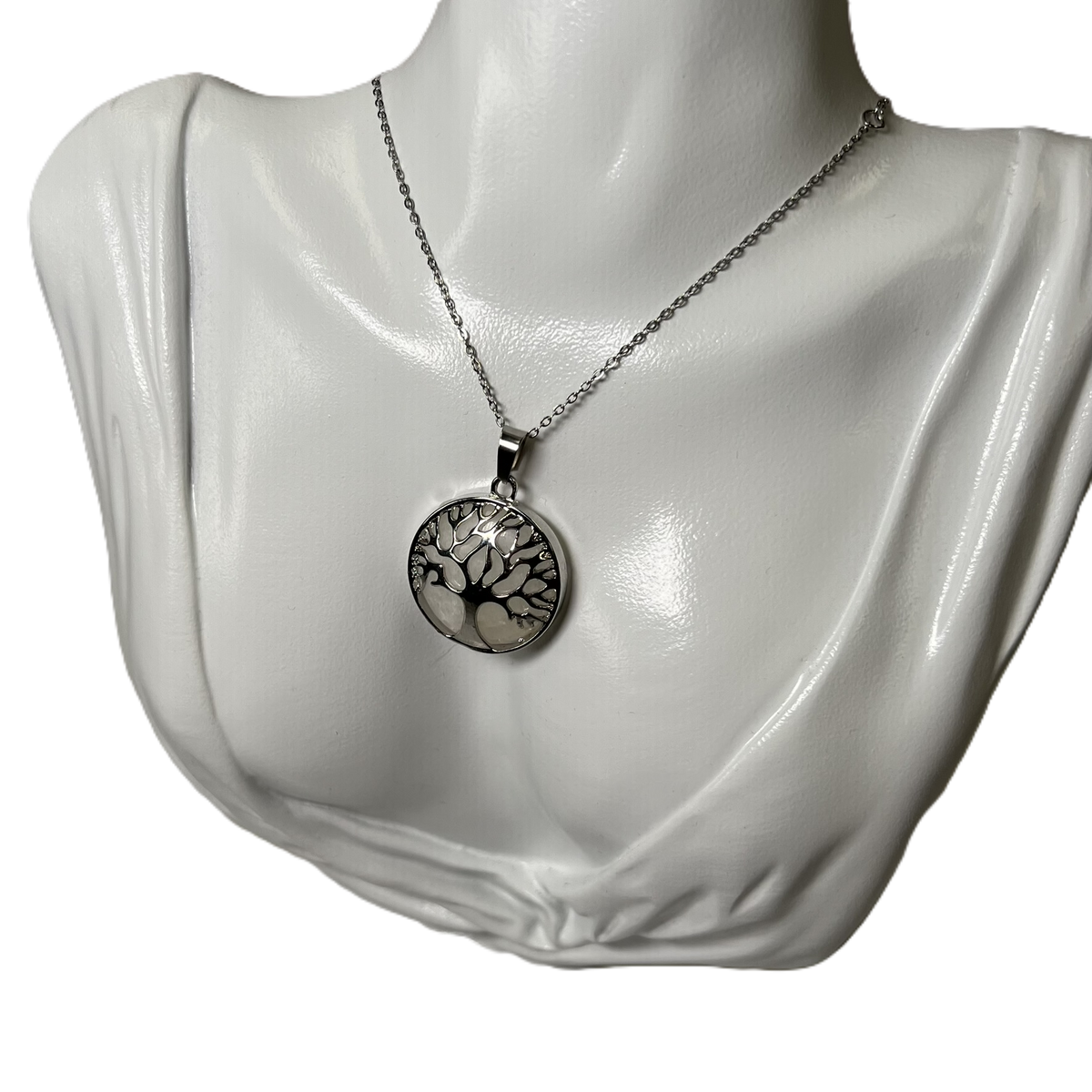 Pendant Silver Tree of Life with "Selenite" backing