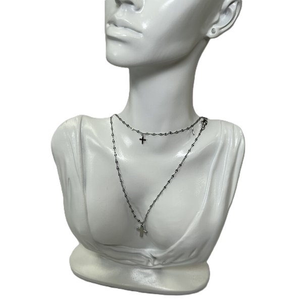 Colliers Cross My Heart en Argent Plaqué