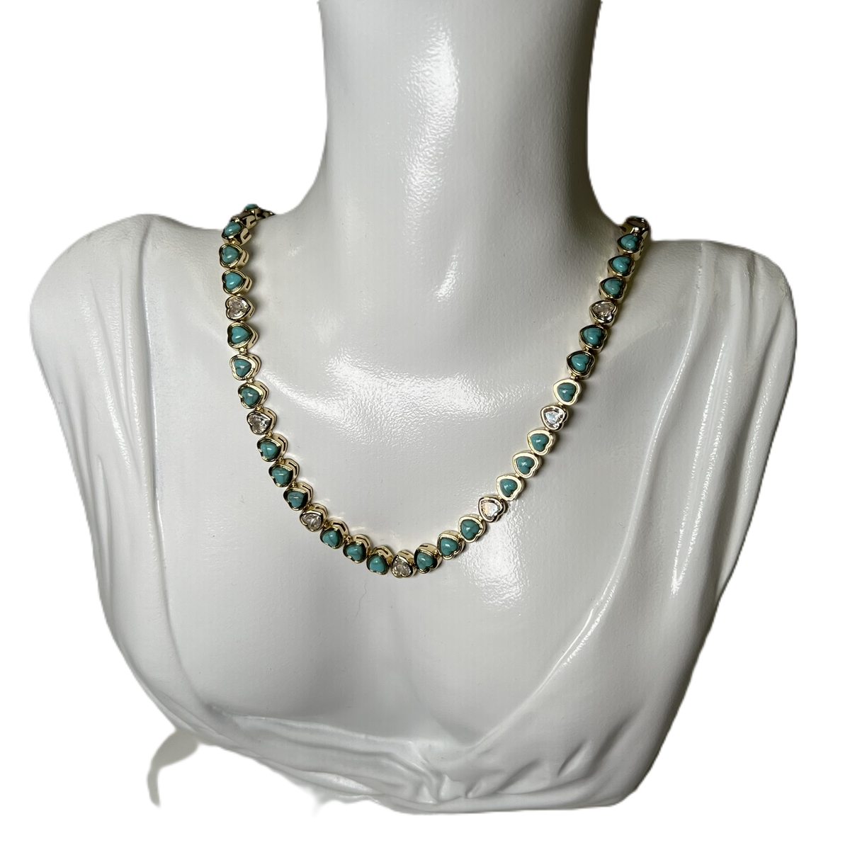 Collier Cupid – Collier Tennis Cœur Turquoise et Zircon