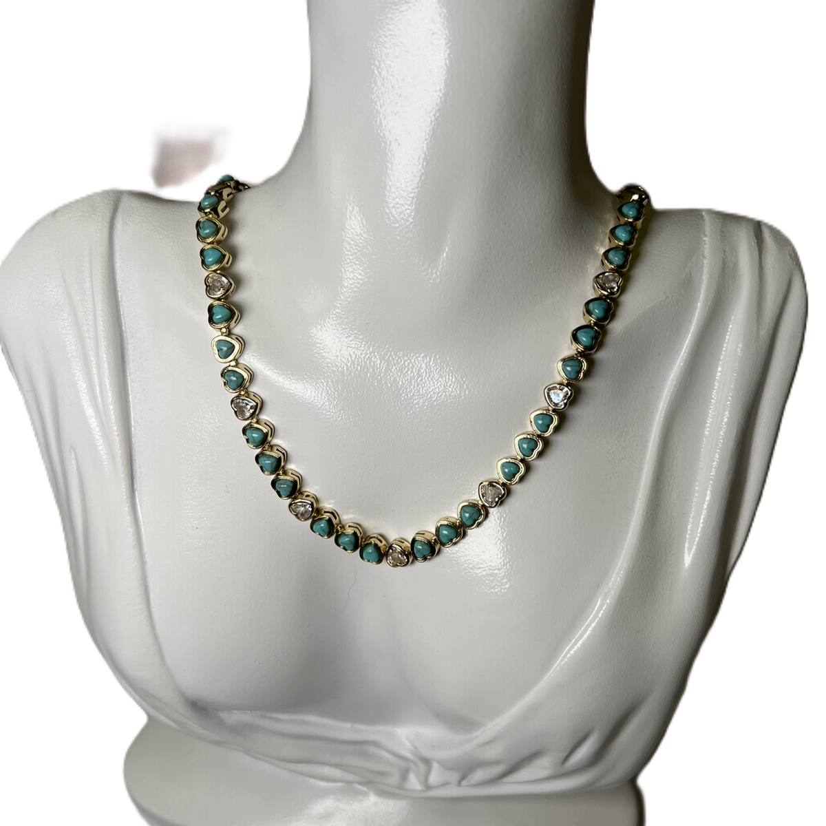 Collier Cupid – Collier Tennis Cœur Turquoise et Zircon