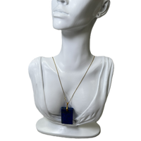 Lapis Lazuli Rectangle Pendant with Gold Bail