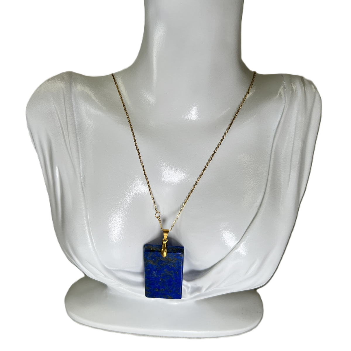 Lapis Lazuli Rectangle Pendant with Gold Bail