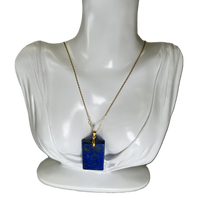 Lapis Lazuli Rectangle Pendant with Gold Bail