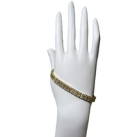 Bracelet en Or Plaqué à Deux Rang de Zircons Clairs et Un Rang Jaune