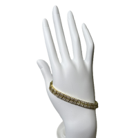 Bracelet en Or Plaqué à Deux Rang de Zircons Clairs et Un Rang Jaune