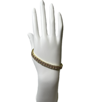 Bracelet en Or Plaque à Trois Rangs de Zircon Clairs et Rose Pâle