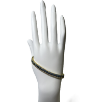 Bracelet en Or Plaqué à Un Rang de Zircons Clairs et Deux Rangs Bleus