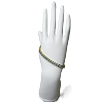 Bracelet en Or Plaque  à Deux Rangs de Zircon Clairs et Bleu Pale