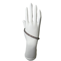 Bracelet en Argente Plaque à Deux Rangs de Zircon Clairs et Rose Pâle