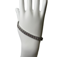 Bracelet en Argente Plaque à Deux Rangs de Zircon Clairs et Rose Pâle