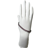 Bracelet en Argente Plaque  à Deux Rangs de Zircon Clairs et Fushia