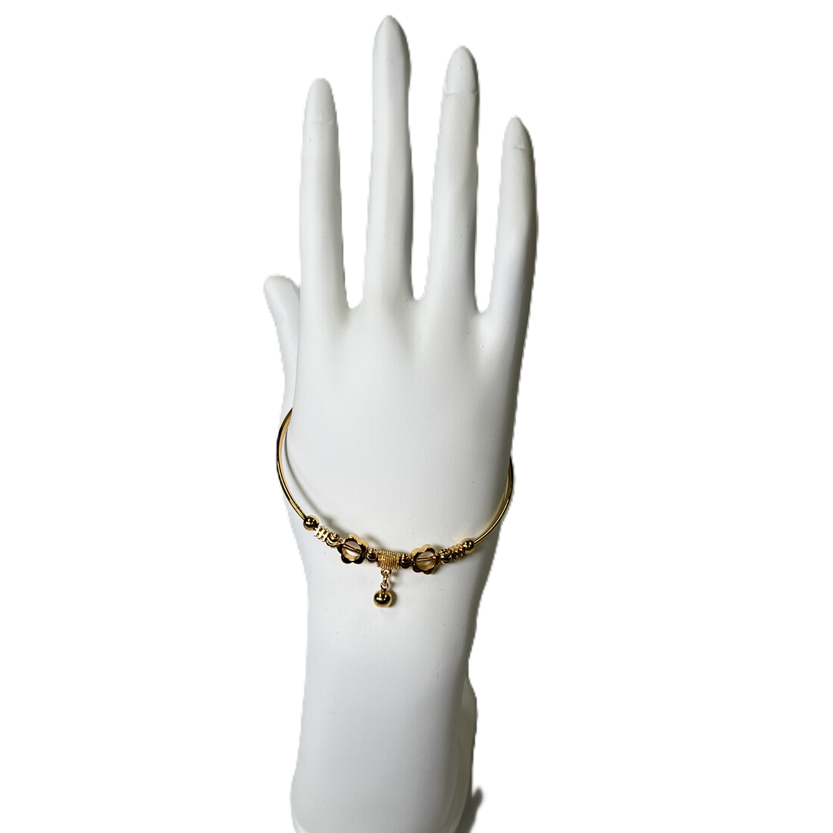 Braclet Bangle "Pyrite" with Flower and Ball hanging