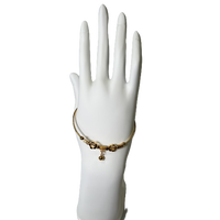 Braclet Bangle "Pyrite" with Flower and Ball hanging