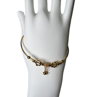 Braclet Bangle "Pyrite" with Flower and Ball hanging