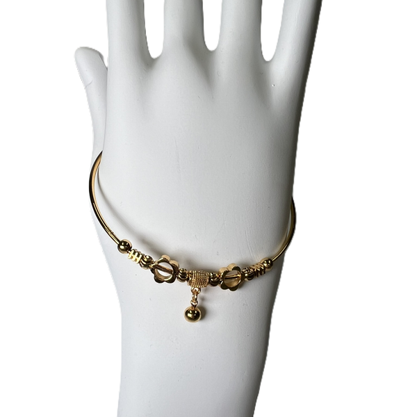 Braclet Bangle "Pyrite" with Flower and Ball hanging