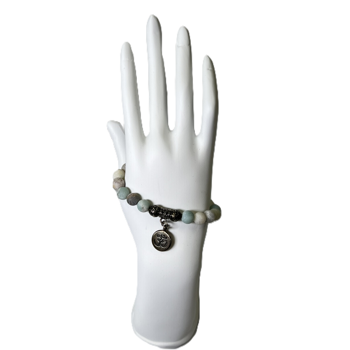 Bracelet Perles en Larimar avec Charm OM