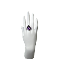 Ring Large Tear Drop "Amethyst" with Zirconia around adjustable