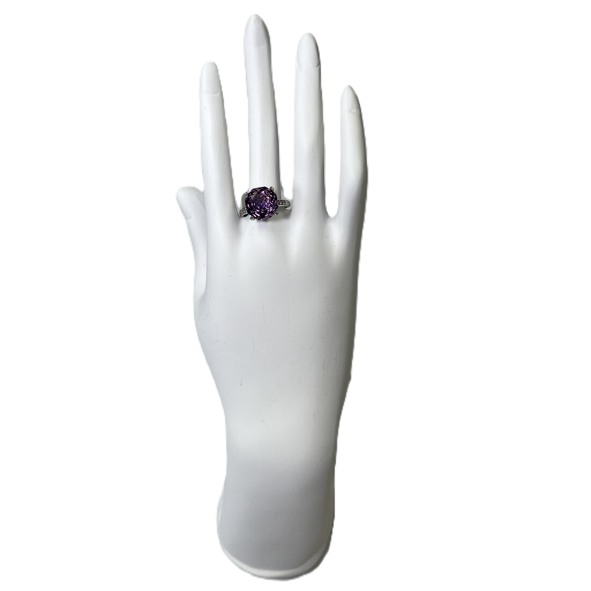 Ring with "Amethyst Rose" &amp; three Zirconia on each side adjustable