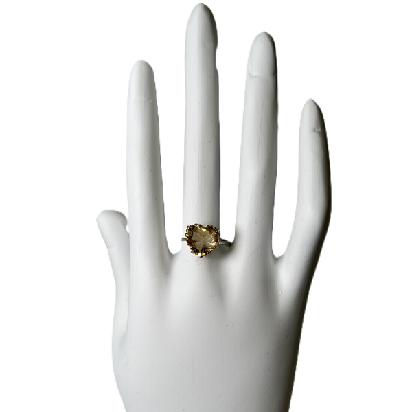 Ring Heart "Citrine" Stone Adjustable