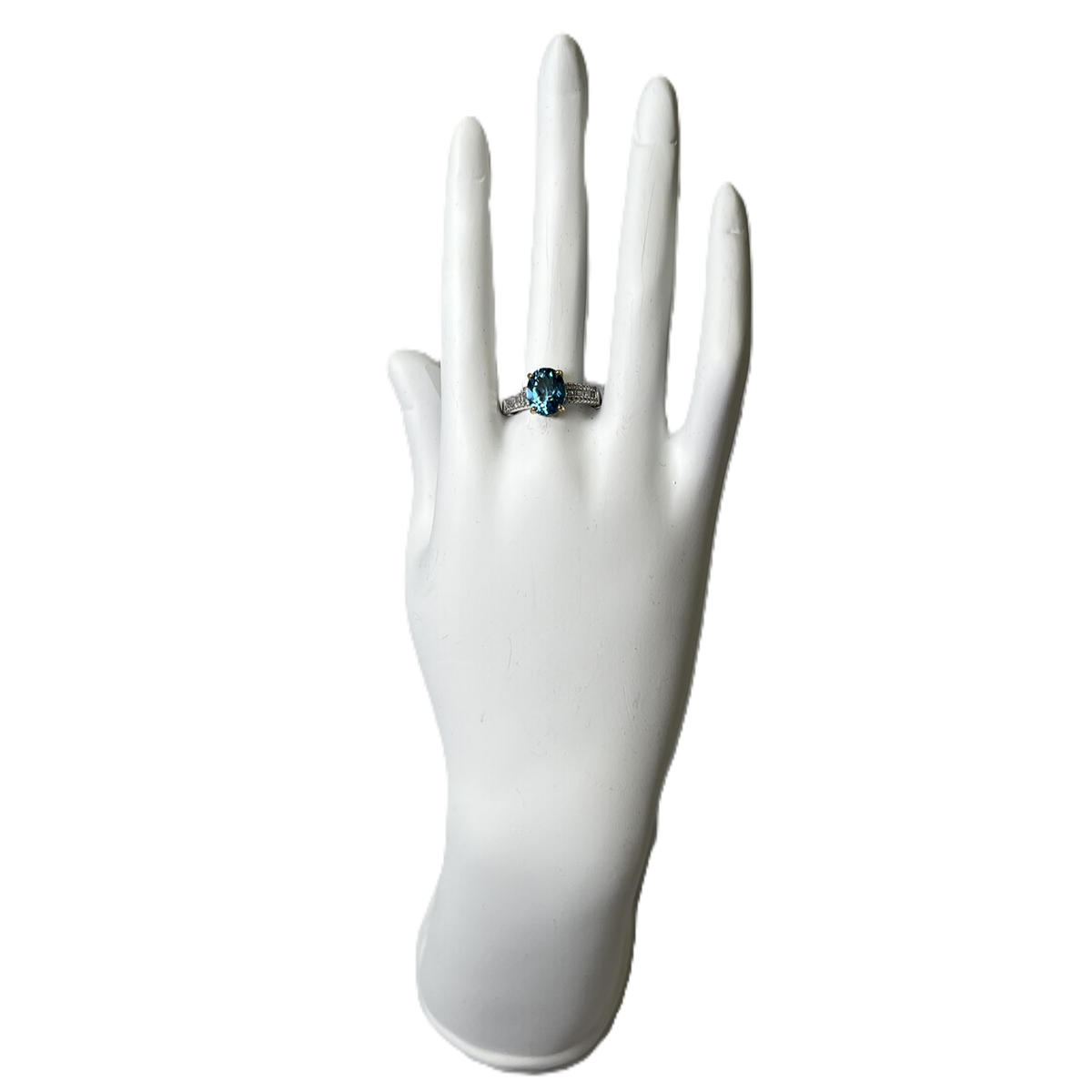 Bague Ajustable Aigue-Marine & Zirconia