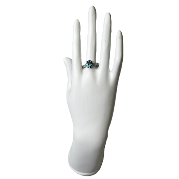 Bague Ajustable Aigue-Marine & Zirconia