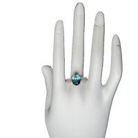 Bague Ajustable Aigue-Marine & Zirconia