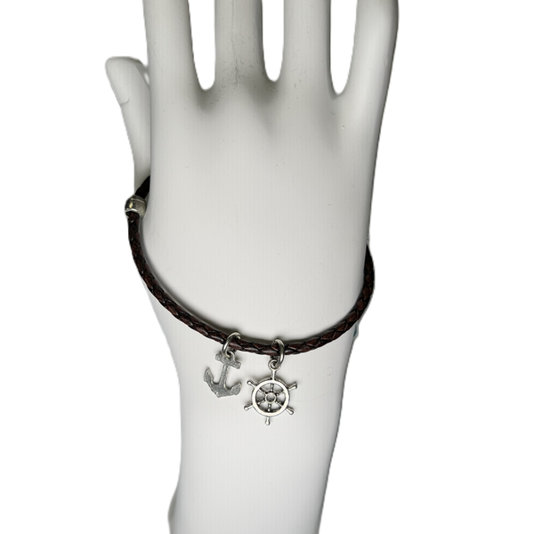 Bracelet Tressé Ancre & Roue de Capitaine